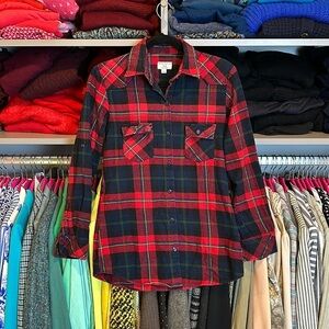 Matchstick red/blue plaid long sleeve button down flannel shirt size XS